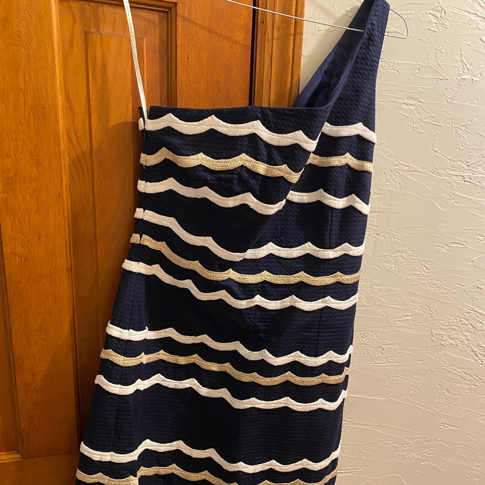 Lilly Pulitzer One Shoulder Dress Navy
